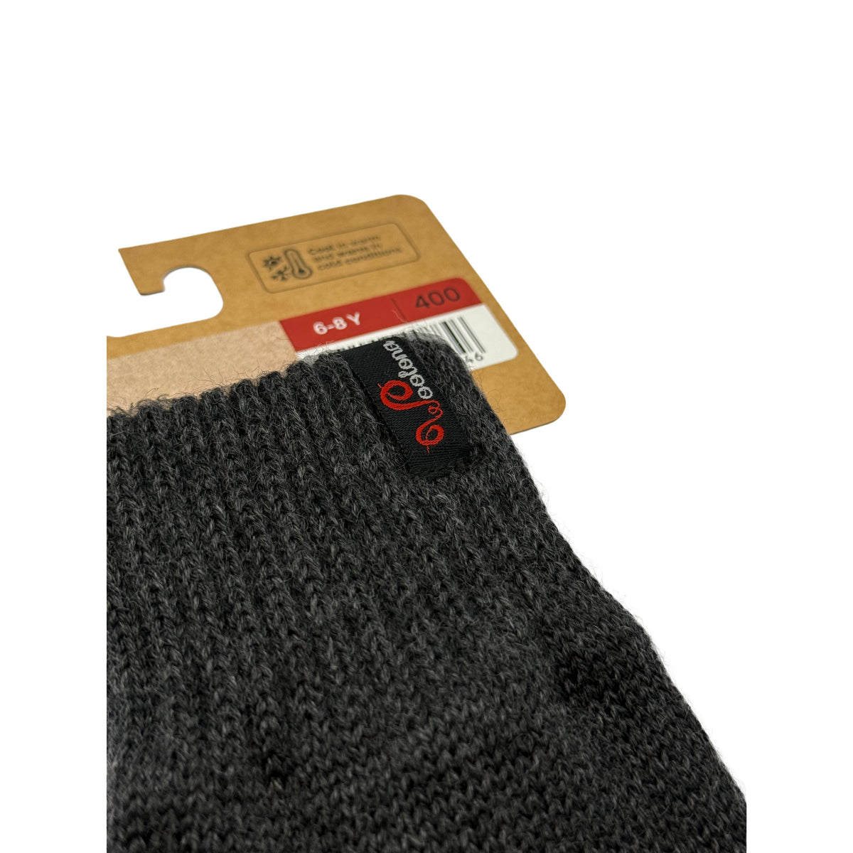 Elastický lem antracitových dětských rukavic z merino vlny – detail