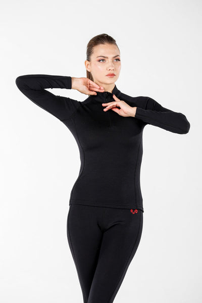 Ciepła damska koszulka merino Ekstremalna 260 g/m² z zamkiem 1/4