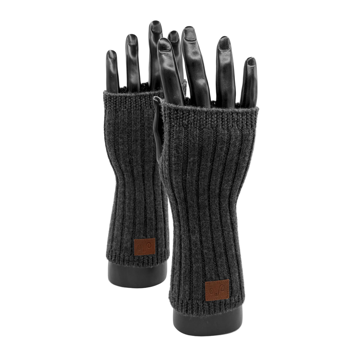 Antracitové unisex rukavice bez prstů z merino vlny 