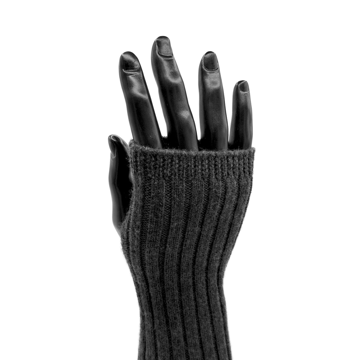 Antracitové unisex merino rukavice bez prstů 