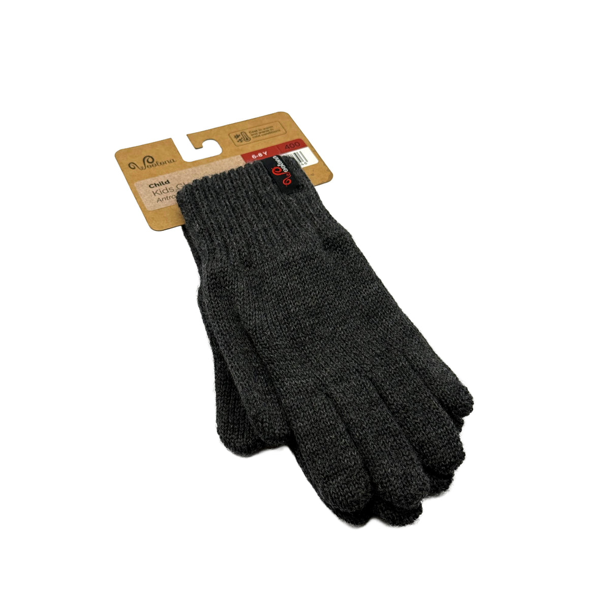 Antracitové dětské rukavice ze 100% merino vlny s logem Woolona