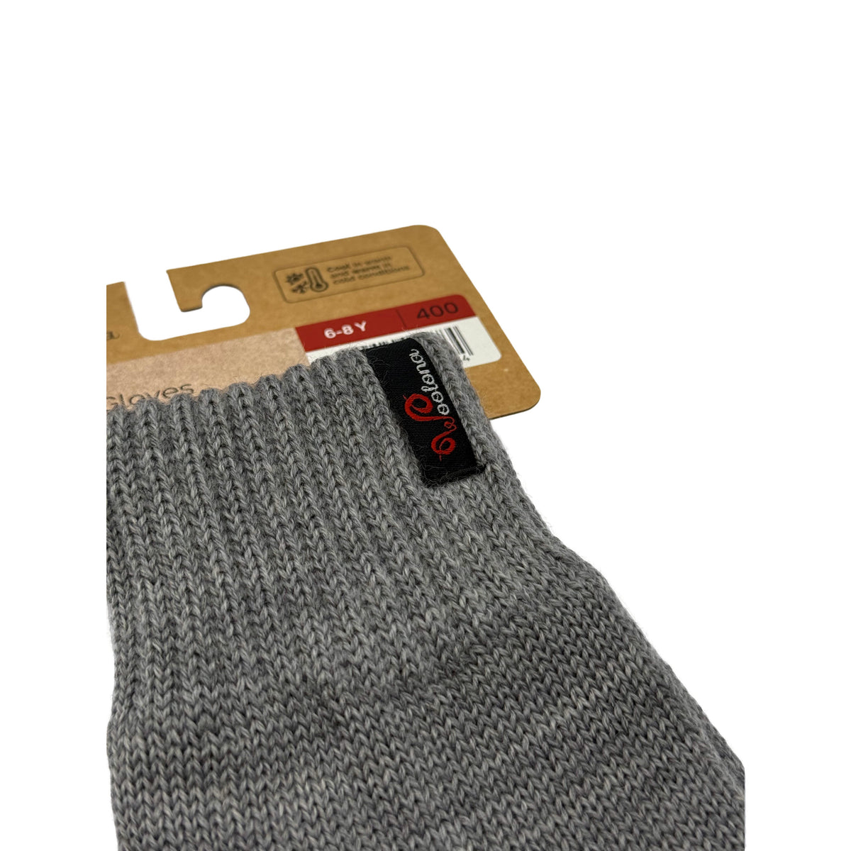 Elastický lem šedých dětských rukavic z merino vlny – detail