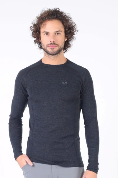 Antracytowa męska koszulka termoaktywna Remus ze 100% wełny merino 195 g/m²