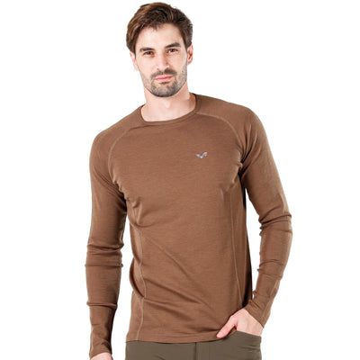 Brązowa męska koszulka termoaktywna Remus ze 100% wełny merino 195 g/m²