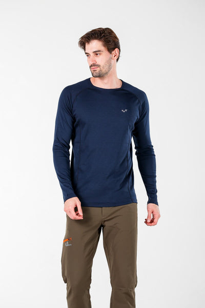 Granatowa męska koszulka termoaktywna Remus ze 100% wełny merino 195 g/m²