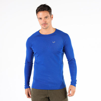 Niebieska męska koszulka termoaktywna Remus ze 100% wełny merino 195 g/m²