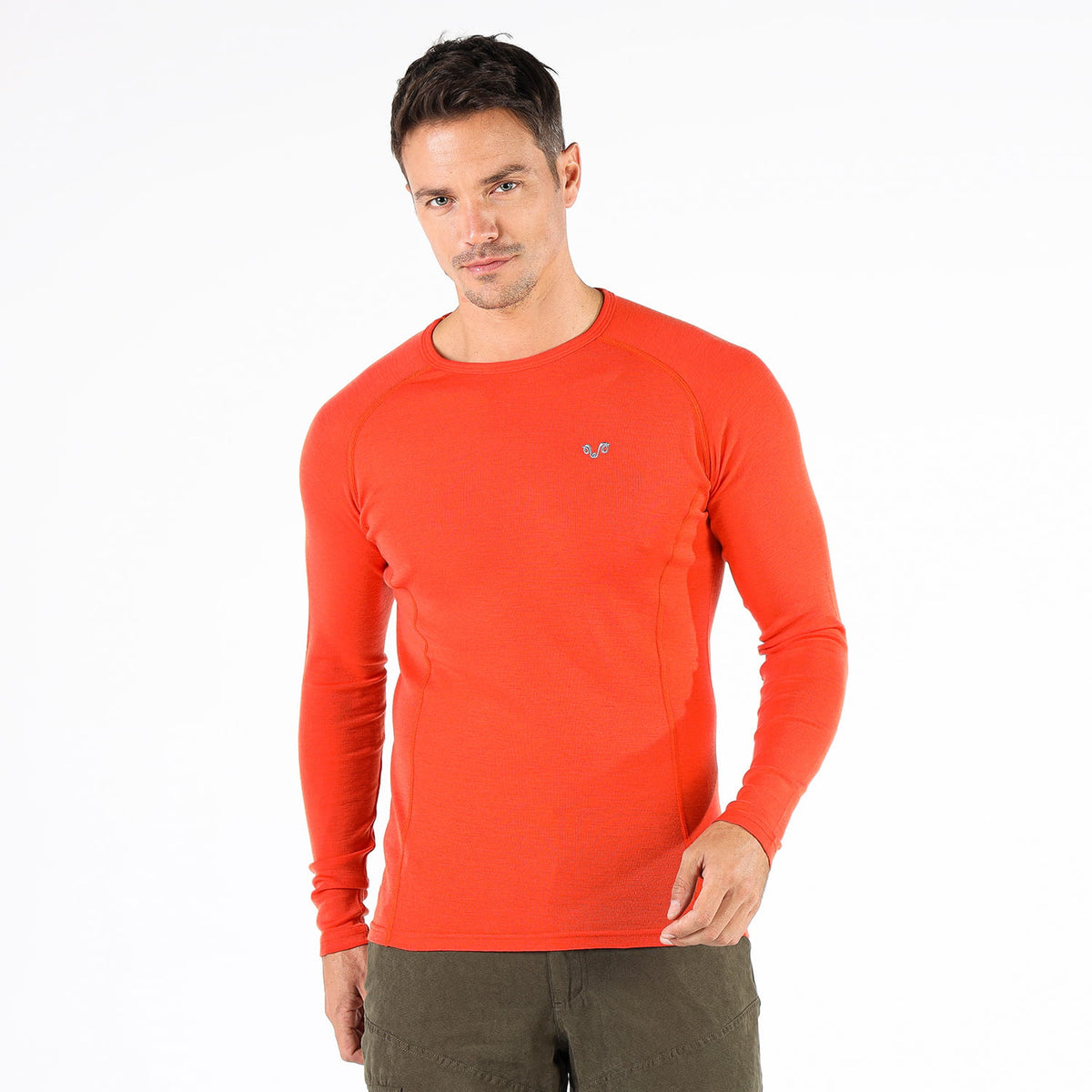 Pomarańczowa męska koszulka termoaktywna Remus ze 100% wełny merino 195 g/m²