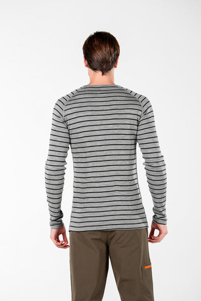 Szara męska bluza merino Thor z długim rękawem – widok z tyłu
